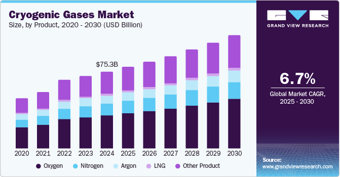 Cryogenic Gases Market Size by Product, 2020 - 2030 (USD Billion)